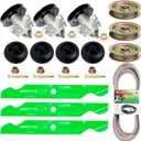 50 inch Lawn Mower Spindle Rebuild Kit for Cub Cadet RZTMTD ZT-50 Includes 3 Spindles 618-04126 3 Blades 742-04053 1 Be lt 754-04044 3 Idler 753-08171 (3 spindle+3 Idler+3 Blade+4 Wheel+1 Be lt)