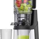 Cold Press Juicer, 5.8" Wide Feed Chute Juice Extractor Machine with 400W, High Juice Yield, Slow Masticating Juicer for Whole Vegetables & Fruits, Gray-Stainless Steel