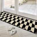 GRANNY SAYS Front Door Mat Outside Entrance, 20" x 59" Outdoor Door Mat, Non-Slip Floor Mats for Entryway, Low Profile Indoor Mat Indoor Entrance, Washable Doormat Welcome Mats Outdoor (1'8" x 4'11" (Rectangular), Black/Tan)