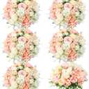 Tigeen Artificial Flowers Artificial Peonies Silk Flowers Faux Peony Fake Peony Silk Hydrangea Bouquet for Wedding Table Centerpiece Floral Vase Decor(White,Pink,6 Bundles)