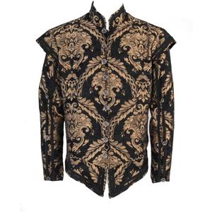 Mens Tudor jacket Coat Tudor Elizabethan Period Noble King Colonial Pirate Costume Doublet with Removable Sleeves (Small, Black)