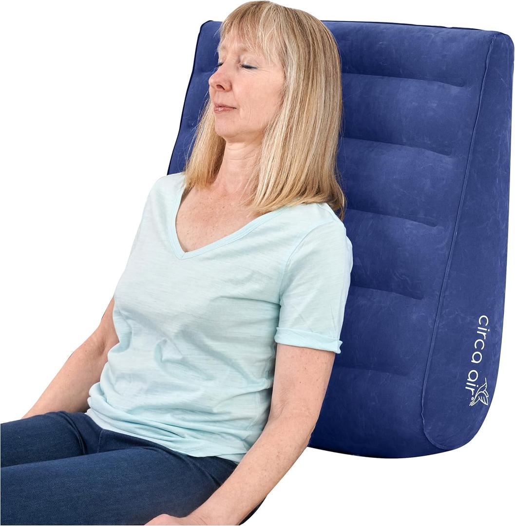 Circa Air Inflatable Wedge Pillow for Traveling Travel Wedge Pillow for Sleeping. Extra Wide 27" Portable Bed Wedge Pillows for Sleep Apnea, Acid Reflux, Leg, Back and Knee Support, Blow up Wedge