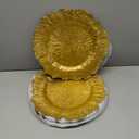 supernal 12pcs Gold Plastic Charger Plates,13inch Round Reef Plate Chargers for Dinner,Gold Chargers with Flora Reef Design For Dinner,Wedding,Party Decoration