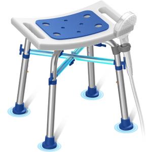 Loyoda FSA/HSA Eligible Heavy Duty Shower Chair for Inside Shower, 500lb Weight Capacity, Height-Adjustable Shower Bench with Padded Seat, Shower Stool Suitable for Elderly and Disabled