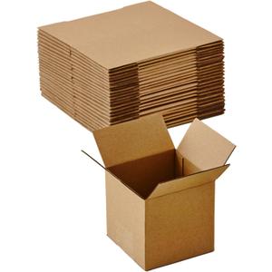 25 Packs Small Shipping Boxes 4X4X4 Inches, Kraft Corrugated Cardboard Boxes, For Small Business, Easy Assemble For Mailing, Moving, Packing And Storing