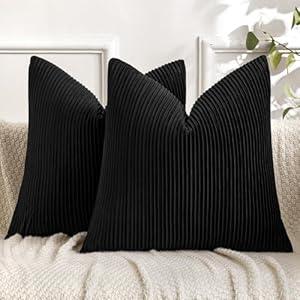 Woaboy Navy Blue Throw Pillow Covers Set of 2 Velvet Striped Pattern Pillow Covers 18x18 Inch Soft Luxury Decorative Pillow Covers Home Decor for Winter Couch Bed Living Room