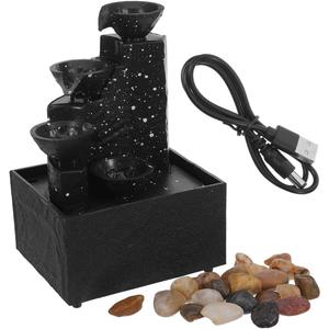 PRETYZOOM Portable Tabletop Water Fountain with USB Cable and Decorative Stones Small Indoor Water Feature for Home Decor Garden Ornament and Office Relaxation 6.69 X 4.33 X 3.54 Inches