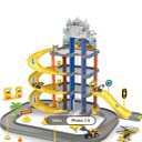 Kids Play Set 4 Floors Diy Assemble Plastic Garage Sliding Track Parking Lot Engineering Car Track Toys