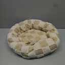 Dog Calming Beds for Small Medium Large Dogs - Round Donut Washable Puppy Dog Bed, Anti-Slip Faux Fur Fluffy Donut Cuddle Anxiety Cat Pet Bed (20" Grid)