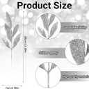 12 Pieces Artificial Silver Glitter Leaf Spray Picks, 13.4 Inch Fake Floral Leaf Branches for Winter Christmas Tree, DIY Wreath, Vase Fillers, Wedding Table Centerpieces Decorations