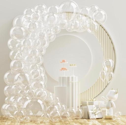 NISOCY Clear Balloons, 18In 12In 10In 5In Black Latex Balloons Arch Garland For Halloween,Engagement, New Years,Graduation,Birthday Party, Clear Theme Anniversary Celebration Decoration
