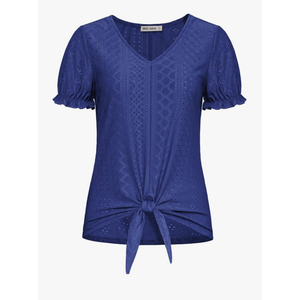 GRACE KARIN Women's 2025 Summer Tops Short Sleeve V Neck Basic T Shirts Dressy Casual Tie Front Tops Eyelet Blouses Tunic Size M