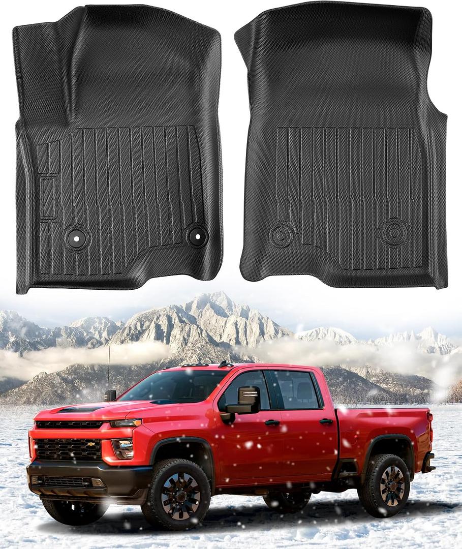 Floor Mats for Chevy Silverado Sierra: 2019-2026 1500 2500HD 3500HD Truck Front Liners,All Weather Car Accessories Double & Crew Cab Only Carpet for Chevrolet Silverado for GMC Sierra 2026 2025-2019