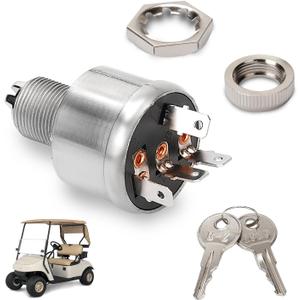 EZGO TXT Ignition Switch, EZGO TXT Key with Switch, Suitable for 1981-up EZGO TXT, Medalist, Workhorse, ST, Shuttle, and Marathon; Replace OEM #33639-G01
