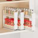 SpaceAid Bamboo Pull Out Spice Rack Organizer for Cabinet, Heavy Duty Slide Out Seasoning Kitchen Pantry Sliding Vertical Organization, 7.6" Wide, 3 Drawers(2" Wide), 2-Tier, White