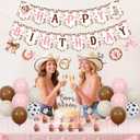 Cowgirl Bow Birthday Party Decorations Pink Cowgirl Bow Happy Birthday Banner Garland Western Hat and Boots Cupcake Cake Toppers for Western Boots Bday Party Supplies