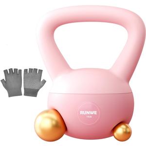 RUNWE Soft Kettlebell - Weight Options for 25, 20, 15, 10 and 5 LB Strength Training Kettlebells Weight Iron Sand Filled Shock-Proof Hand Weights for Women Men or Children