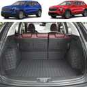 Cargo Liner & Backrest Mat Compatible with 2019-2024 Cadillac XT4 - Custom Fit PU Leather Cargo Mat and Rear Backrest Protector- All Weather Easy to Clean Waterproof Trunk Mats