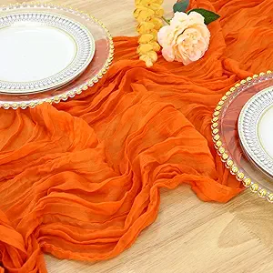 Orange Cheesecloth Table Runner 10FT Rustic Gauze Table Runner Cheesecloth Fabric Burnt Orange Cheese Cloth Runner Cheesecloth Runners Boho Table Cloth Runner for Halloween Birthday Banquet