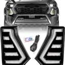 LED Daytime Running Lights White DRL Compatible with Tacoma 2024 2025, With Amber Sequential Turn Signal Lights Front Bumper Fog Lights Kit Tacoma Accessories