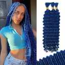 10 Inch Deep Wave Human Braiding Hair for Boho Braids – 120g 3 Bundles/Pack Blue 100% Unprocessed 12A Brazilian Virgin Human Hair Bulk, No Weft, Wet & Wavy Curly Extensions