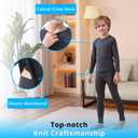 PISIQI Thermal Underwear Set for Boys Long Johns Fleece Lined Set Kids Ultra Soft Base Layer Top Bottom Warm Set for Skiing