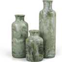 YMXYJM Resin 3 Piece Vase Set, Farmhouse Decor, Home Decorative Vase, Vases for Your Kitchen, Bedroom, Office, Living Room, Bathroom, & Shelf Centerpiece Table Decorations, Green