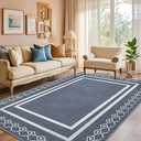 Outdoor Patio Rug, Outside Rectangular Carpet, Moroccan Geometric Rugs, Washable Large Indoor Outdoor Rug 6x9 Mats for RV, Picnic, Backyard, Deck, Balcony, Porch, Beach (Blue)
