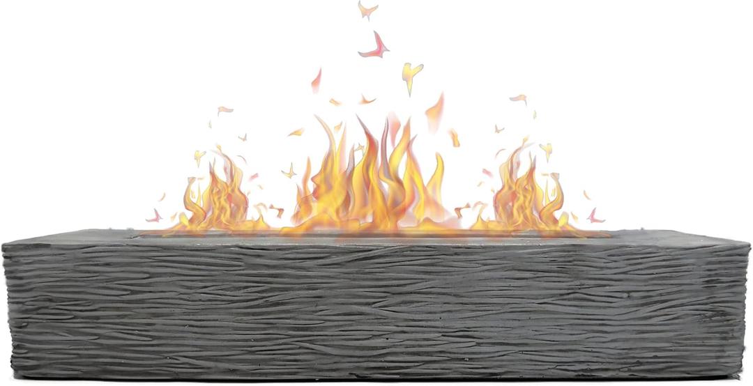 ROUNDFIRE Large Rectangle Tabletop Fire Pit - Portable Bioethanol Fireplace for Indoor & Garden (Textured Finish)