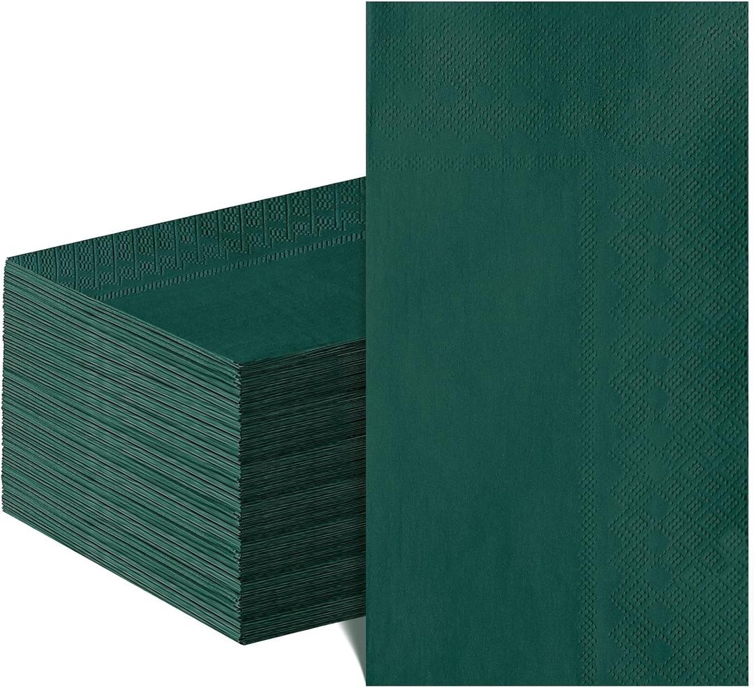 60 Pcs Dark Green Napkins Disposable Guest Bathroom Napkins Green Dinner Napkin for Wedding, Baby Bridal Shower, Birthday