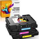 New Chip SG500/SG1000 Sublimation Ink Cartridges Compatible for Sawgrass SG500 SG1000 Printers, with Nano-Level Chips, Compatible with Firmware Versions 3.9.0(Black, Cyan, Magenta, Yellow, 4-Pack)