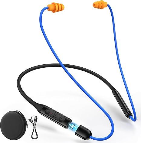 Bluetooth 6.0 Earplug Headphones with 40H Playtime & OSHA Compliant 29dB Noise Reduction Hearing Protection, Rechargeable Wireless Neckband Earbuds w/Mic, IPX6 Waterproof for Construction, Workshop