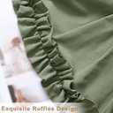 Likiyol Linen Valances for Windows Farmhouse Ruffle Swag Valance Rustic Country Window Valances Light Filtering Kitchen Curtains Rod Pocket Valance Curtains for Bathroom Cafe, Green, 60" W x 36" L