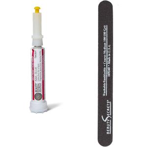 Beauty Secrets Drip & Clog Proof Nail Glue (1 Pack) Bundled with Nail File Black Cushion Medium Coarse 180/100 Grit by Beauty Secrets