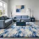 Ophanie Blue White and Grey Area Rugs for Living Room 9x12, Fluffy Shag Large Fuzzy Plush Soft Carpets, Floor Shaggy Rugs for Bedroom, Carpet for Kids Boys Girls Dorm Nursery Home Decor Aesthetic