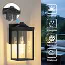 Dusk to Dawn Outdoor Wall Light Fixtures with Photocell Sensor, Front Porch Lights Waterproof, Black Exterior Wall Mount Sconce with Clear Glass for Garage Patio House, E26, OS-JJ249-BK-1PK (1-Pack, Medium)