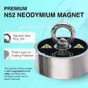 3600lb Complete 360 Degree Magnet Fishing Kit | Includes Strong 360 Neodymium N52 Magnets Durable 10mm 65ft Rope, Carabiner, Gloves
