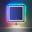 LOAAO 36"X36" LED Bathroom Mirror with Lights, Anti-Fog, Dimmable, RGB Backlit + Front Lighted, Bathroom Vanity Mirror for Wall, Memory Function