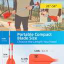 OCEANBROAD Telescoping Emergency Paddle 21''-42''Assembling Required/26''-54'' Aluminium Shaft for Kayaking Boating Canoeing River Tubing (Orange)
