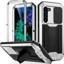 JGY Samsung S23 Plus Rugged Metal Case with Screen Protector Kickstand Camera Slide Cover for Samsung S23 Plus Full Body Military Sturdy Heavy Duty Shockproof Dorp Test Cover for Outdoor (Silver)