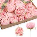 IPOPU Pink Flowers Silk Rose Heads 25PCS Fake Roses Artificial Flowers Real Touch for Wall Decoration Bouquet Flower Heads Bulk Wedding Centerpieces