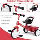 Bobike Toddler Tricycle for Ages 2-5 Years, Tricycle with 2 LED Light Wheels, Toddler Bike with 3-Position Seat and Rear Basket, Kids Bike Gift for Boys & Girl (Red)
