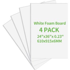 TFCaryi 4 Pack Foam Board 24"x36", 0.23 Inch Thickness Poster Board, Double-Sided Acid-Free Foam Core Board, Large Lightweight Polystyrene Board for Painting, Display, Craft & School Projects, White