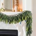 Lvydec Christmas Pine Garland Greenery Decoration, Realistic Cedar Cypress Garland for Holiday Mantel Fireplace Table Centerpiece