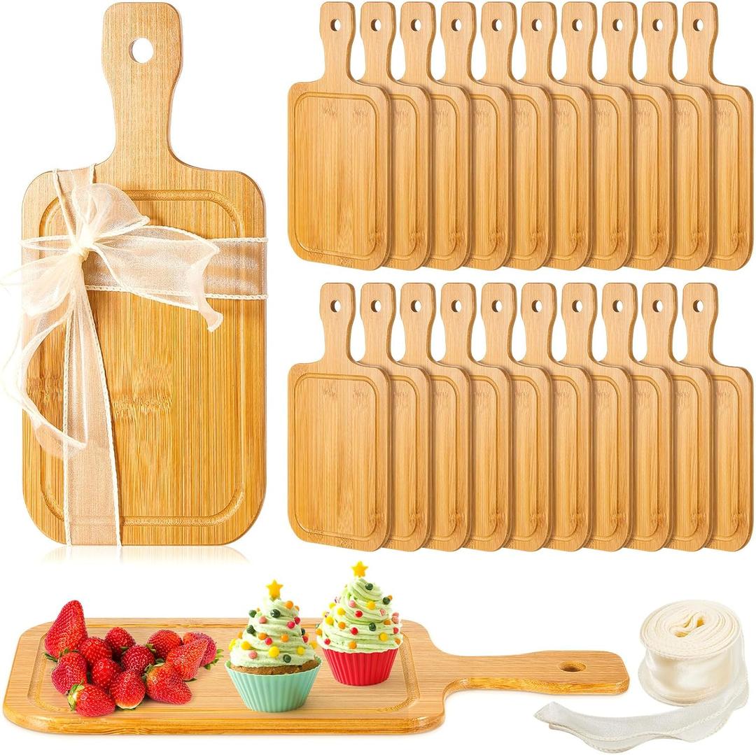 Kigley 20 Pcs Small Bamboo Cutting Board Bulk Charcuterie Boards Wedding Engraved Blanks Chopping Customized for Laser Engraving Wedding Housewarming Gift(11 x 5.12 Inch,Bamboo Color)
