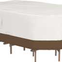 Amazon Basics Outdoor Patio Furniture Cover, Waterproof, UV Resistant, Weather Protection with Secure Straps, Large, Beige/Tan, 110" x 84"