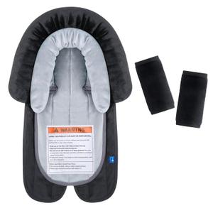 COOLBEBE New Babybody Support & Strap Covers Set for Newborn Infant Toddler- Extra Soft Stroller Cushion Pads Car Seat Insert, Perfect for Carseats, Strollers, Swings, Black