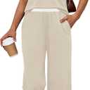 Sampeel Two Piece Sets for Women Lounge Sets Matching Sets Women Clothing Airport Travel Outfits Color Block (Beige, M)