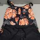 Aqua Eve Two Piece Women's Tankini Swimsuits Blouson Swim Tank Top with Shorts Modest Bathing Suits (XX-Small, Black Floral)