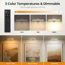 FULEN Picture Lights Battery Operated, Rechargeable Picture Frame Lights for Wall, LED Cordless Wall Lights for Arts,Paintings,Gallery&Dartboard,3 Color Temperatures, Remote Control,White,2 Pack